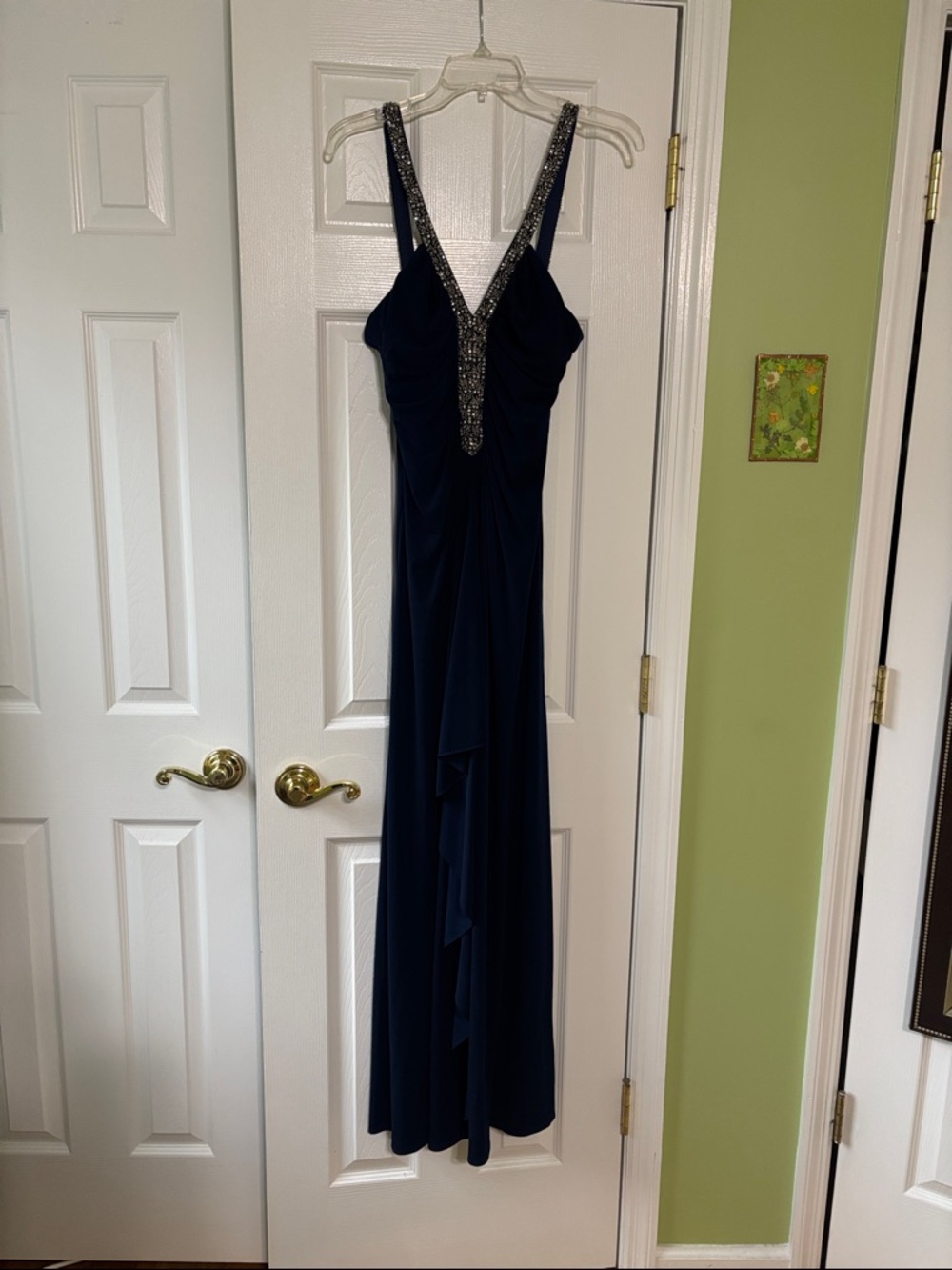 JS Boutique Navy V-Neck Beaded Maxi Dress